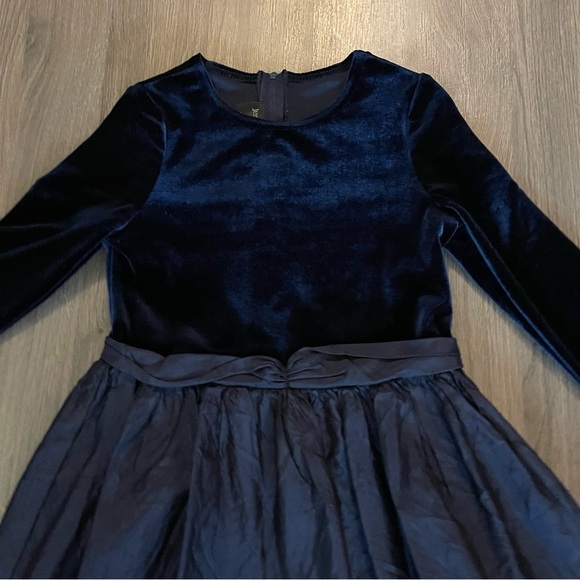 JESSICA McCLINTOCK Girls Blue Velvet Long Sleeve Party Dress - Picture 4 of 8